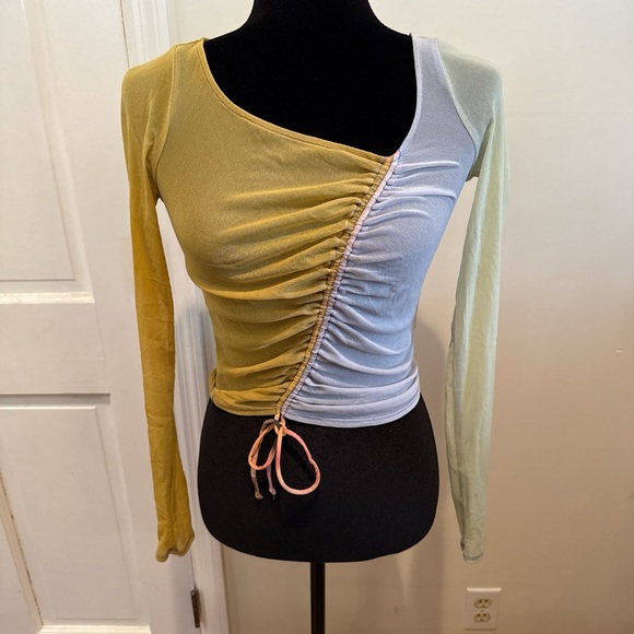 Urban Outfitters Tops - Urban Outfitters Shona Cinched Crop Asymmetrical Long Sleeve Top size small